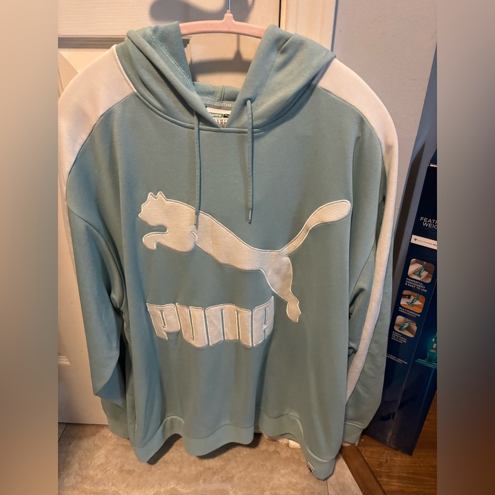 Puma Teal Hoodie with White Logo